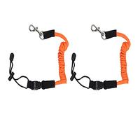 Qaziuy 2Pcak Kayak Paddle Leash, Elastic Kayak Paddle Rope with Adjustable Belt Buckle and Hooks, Kayaking Accessories for Canoeing Boating Surfing Orange