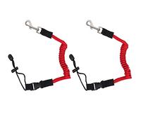 Qaziuy 2Pcak Kayak Paddle Leash, Elastic Kayak Paddle Rope with Adjustable Belt Buckle and Hooks, Kayaking Accessories for Canoeing Boating Surfing Red