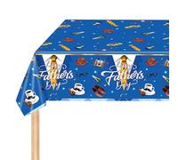 Qaziuy Fathers Day Tablecloth Plastic Happy Father's Day Table Covers for Kitchen Dining Father's Day Party Decoration 137 x 274cm
