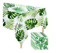 Qaziuy Hawaiian Table Cloth with Napkins, Tropical Palm Leaves Waterproof Tablecloths Rectangular Hawaiian Summer Napkins for Summer Beach Pool Birthday Cocktail Party Supplies