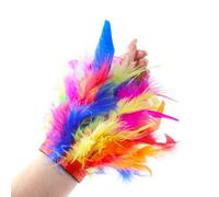 Qaziuy Rainbow Feather Wrist Cuffs - Pride Accessories for Cosplay Parties