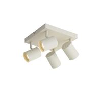 Qazqa Adjustable Spotlight, Ceiling Light - Jeana - Beige, gu10, max. 10W, 20cm, Square, 4-Way, Ideal for Kitchen, and Living Room