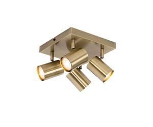 Qazqa Adjustable Spotlight, Ceiling Light - Jeana - Bronze, gu10, max. 7W, 20cm, Square, 4-Way, Ideal for Office, Hall Way, Kitchen, Bedroom and Living Room