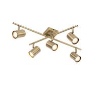 Qazqa Adjustable Spotlight, Ceiling Light - Jeana - Bronze, gu10, max. 7W, 62cm, Square, 5-Way, Ideal for Hall Way, Office, Kitchen, Living Room and Bedroom