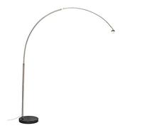 Qazqa - Arc Floor Lamp I Arc Floor Light Steel I Nickel Matt I Satin Without Shade - XXL- - Modern - Suitable for LED E27 | 1 Light - Metal Arc lamp - Suitable for
