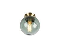 Qazqa Art Deco Brass Ceiling Light with Green Glass - Suitable for LED E27 | 1 Light - Glass Flush Ceiling Light - Living Room, Kitchen, Bedroom