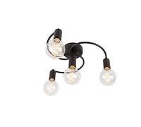 Qazqa - Art Deco Ceiling Lamp I Ceiling Flush Light 4 Black - Facil- - Modern - Suitable for LED E27 | 4 Light - Steel Flush Ceiling Light - Suitable for Living Room I Kitchen I Bedroom I