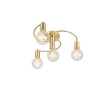 Qazqa - Art Deco Ceiling Lamp I Ceiling Flush Light Brass 4-Light - Facil- - Art Deco - Suitable for LED E27 | 4 Light - Steel Flush Ceiling Light - Suitable for Living Room I Kitchen I Bedroom I