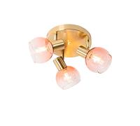 Qazqa - Art Deco Ceiling Spotlight Gold with Pink Glass 3-Way Light - Vidro- - Art Deco - Suitable for LED E14 | 3 Way Light - Steel Surface-Mounted spotway Light - Suitable for Living Room I Kitche