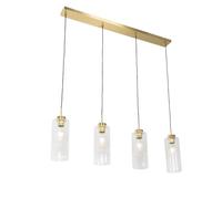 Qazqa - Art Deco Dining Room I Dining Table Pendant Lamp I Pendant Light Ceiling Gold with Glass 4-Lights - Laura- - Art Deco - Suitable for LED E27 | 4 Light - Glass Pendant Light - Suitable for Li
