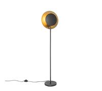 Qazqa - Art Deco Floor lamp Black with Gold - Emilienne- - Art Deco - Suitable for LED E27 | 1 Light - Steel Floor lamp - Suitable for Living Room I Bedroom I