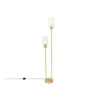 Qazqa - Art Deco Floor lamp Gold with Glass 2-Light - Laura- - Art Deco - Suitable for LED E27 | 2 Light - Glass Floor lamp - Suitable for Living Room I Bedroom I