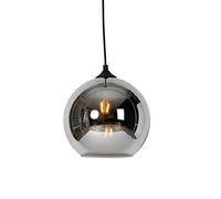 Qazqa - Art Deco Pendant Lamp I Pendant Light Ceiling Black with Smoke Glass - Wallace- - Art Deco - Suitable for LED E27 | 1 Light - Glass Pendant Light - Suitable for Living Room I Kitchen I