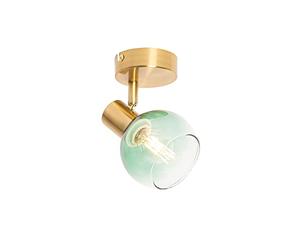Qazqa - Art Deco Spotlight Ceiling Gold with Green Glass - Vidro- - Art Deco - Suitable for LED E14 | 1 Way Light - Steel Surface-Mounted spotway Light - Suitable for Kitchen I Bedroom I