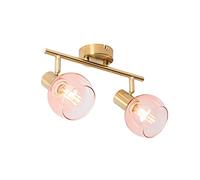 Qazqa - Art Deco Spotlight Ceiling Gold with Pink Glass 2-Way Light - Vidro- - Art Deco - Suitable for LED E14 | 2 Way Light - Steel Surface-Mounted spotway Light - Suitable for Living Room I Kitche