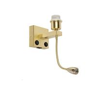 Qazqa - Art Deco Wall Lamp I Wall Light Gold with USB and flexarm - Brescia Combi- - Art Deco - LED | 1 Light - Steel Wall Light - Suitable for Living Room I Kitchen I Bedroom I
