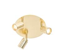 Qazqa Bathroom Adjustable Spotlight, Ceiling Light - ducha - Gold, gu10, max. 35W, 25cm, Round, 3-Way, IP44, Ideal forbathroom, Outdoor Lights and Garage Basement