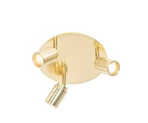 Qazqa Bathroom Adjustable Spotlight, Ceiling Light - ducha - Gold, gu10, max. 35W, 25cm, Round, 3-Way, IP44, Ideal forbathroom, Outdoor Lights and Garage Basement