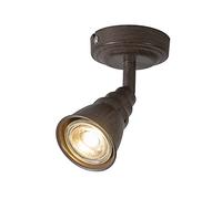Qazqa - Ceiling- and Wall Spotlight Rusty Brown Swivel and tilt - Coney 1- - Retro - Suitable for LED GU10 | 1 Way Light - Steel Surface-Mounted spotway Light - Suitable for Kitchen I Bedroom I
