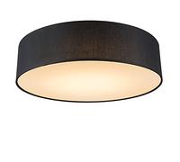 Qazqa - Ceiling Lamp I Ceiling Flush Light Black 40 cm incl. LED - Drum LED- - Modern | 1 Light - Fabric Flush Ceiling Light - Suitable for Living Room I Kitchen I Bedroom I