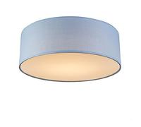 Qazqa - Ceiling Lamp I Ceiling Flush Light Blue 30 cm incl. LED - Drum LED- - Modern | 1 Light - Fabric Flush Ceiling Light - Suitable for Living Room I Kitchen I Bedroom I