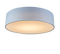 Qazqa - Ceiling Lamp I Ceiling Flush Light Blue 40 cm incl. LED - Drum LED- - Modern | 1 Light - Fabric Flush Ceiling Light - Suitable for Living Room I Kitchen I Bedroom I