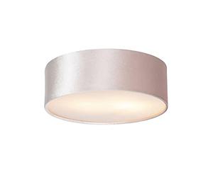 Qazqa - Ceiling Lamp I Ceiling Flush Light Pink 30 cm with Golden Inside - Drum- - Modern - Suitable for LED E27 | 2 Light - Fabric Flush Ceiling Light - Suitable for Living Room I Kitchen I Bedroom