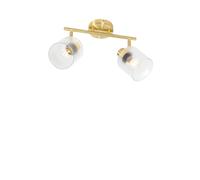 Qazqa - Ceiling Spotlight Gold with Glass 2-Light Adjustable - Laura- - Art Deco - Suitable for LED E27 | 2 Way Light - Glass Surface-Mounted spotway Light - Suitable for Living Room I Kitchen I Bed