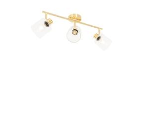 Qazqa - Ceiling Spotlight Gold with Glass 3-Light Adjustable - Laura- - Art Deco - Suitable for LED E27 | 3 Way Light - Glass Surface-Mounted spotway Light - Suitable for Living Room I Kitchen I Bed