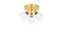 QAZQA - Ceiling Spotlight Gold with Glass 3-Light Adjustable Round - Laura- - Art Deco - Suitable for LED E27 | 3 Way Light - Glass Surface-Mounted spotway Light - Suitable for Living Room I Kitchen