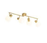 Qazqa - Ceiling Spotlight Gold with Opal Glass 4-Light Adjustable - Anouk- - Art Deco - Suitable for LED E14 | 4 Way Light - Glass Surface-Mounted spotway Light - Suitable for Living Room I Kitchen