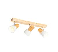 Qazqa - Ceiling Spotlight Wood with White Adjustable 3-Way Light - Thorin- - Country I Rustic - Suitable for LED E14 | 3 Way Light - Wood Surface-Mounted spotway Light - Suitable for Living Room I K