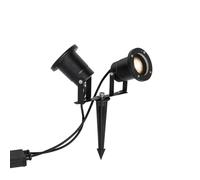 Qazqa Classic-Antique Outdoor Spike Spotlight for Garden - Basic - Black, max. 15W, gu10, 35cm, IP65, Round, 2-Way