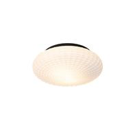 Qazqa - Classic Ceiling Lamp I Ceiling Flush Light Black with Opal Glass 35 cm IP44 - Nohmi- - Classic I Antique - Suitable for LED E27 | 2 Light - Glass Flush Ceiling Light - Suitable for Living ro
