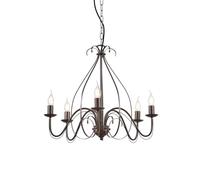Qazqa - Classic Chandelier Rust Brown 5-Light - Giuseppe 5- - Country - Suitable for LED E14 | 5 Light - Steel Chandeliers - Suitable for Living Room I Kitchen I