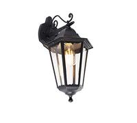 Qazqa - Classic Outdoor Wall Lantern Black IP44 - New Orleans Down Garden- - Classic I Antique - Suitable for LED E27 | 1 Light - Stainless Steel Outdoor Wall Light - Suitable for