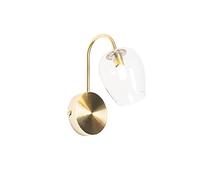 Qazqa - Classic Wall Lamp I Wall Light Gold with Glass - Elien- - Classic I Antique - Suitable for LED G9 | 1 Light - Steel Wall Light - Suitable for Living Room I Kitchen I Bedroom I