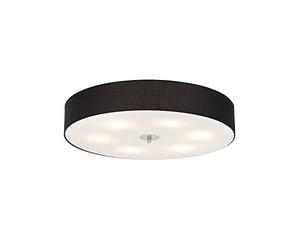 Qazqa - Country Ceiling Lamp I Ceiling Flush Light Black 70 cm - Drum- - Modern - Suitable for LED E27 | 6 Light - Fabric Flush Ceiling Light - Suitable for Living Room I Kitchen I Bedroom I