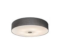 Qazqa - Country Ceiling Lamp I Ceiling Flush Light Gray 70 cm - Drum Jute- - Modern - Suitable for LED E27 | 6 Light - Fabric Flush Ceiling Light - Suitable for Living Room I Kitchen I Bedroom I