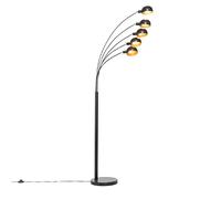 Qazqa - Design Floor lamp Black with Gold 5 Lights - Sixties Marmo- - Design - Suitable for LED E14 | 5 Light - Steel Floor lamp - Suitable for Living Room I Bedroom I