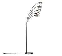 Qazqa - Design Floor lamp Black with Smoke Glass 5-Light - Sixties Marmo- - Design - Suitable for LED E14 | 5 Light - Steel Floor lamp - Suitable for Living Room I Bedroom I