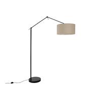 Qazqa Design Floor lamp with Shade, Standing lamp - Editor stof - Black, max. 60W, e27, 190.8cm, Ideal for Hall Way, Office, Kitchen, Bedroom and Living Room