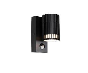 Qazqa - Design Outdoor Wall Light Black with Motion Sensor IP44 - Boris Garden- - Design - Suitable for LED GU10 | 1 Light - Aluminium Security Light - Suitable for