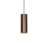 Qazqa - Design Pendant Lamp I Pendant Light Ceiling Dark Bronze - Tubo- - Design - Suitable for LED GU10 | 1 Light - Aluminium Pendant Light - Suitable for Living Room I Kitchen I