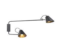Qazqa - Design Wall Lamp I Wall Light Black 2-Light Adjustable - Lune- - Retro - Suitable for LED E27 | 2 Light - Steel Wall Light - Suitable for Living Room I Kitchen I Bedroom I