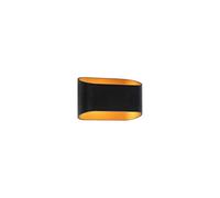 Qazqa - Design Wall Lamp I Wall Light Black with Gold - Alone R.- - Modern - Suitable for LED G9 | 1 Light - Aluminium Wall Light - Suitable for Living Room I Kitchen I Bedroom I