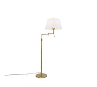 Qazqa - Floor lamp Bronze with White Shade and Adjustable arm - Ladas Deluxe- - Modern - Suitable for LED E27 | 1 Light - Fabric Floor lamp - Suitable for Living Room I Bedroom I