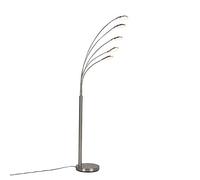 Qazqa - Floor lamp Steel I Nickel Matt I Satin incl. LED with Touch dimmer - Sixties Trento- - Design | 5 Light - Steel Floor lamp - Suitable for Living Room I Bedroom I