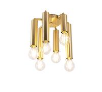 Qazqa - Indoor Art Deco Ceiling Lamp | Ceiling Flush Light Gold 6-Light -Facil - Art Deco - Suitable for LED E27 | 6 Light - Steel Ceiling Light - Suitable for Living Room | Kitchen |