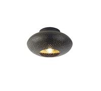 Qazqa - Indoor Design Ceiling Lamp | Ceiling Flush Light Black with Gold 25 cm - Radiance - Oriental - Suitable for LED E27 | 1 Light - Steel Ceiling Light - Suitable for Living Room | Kitchen |